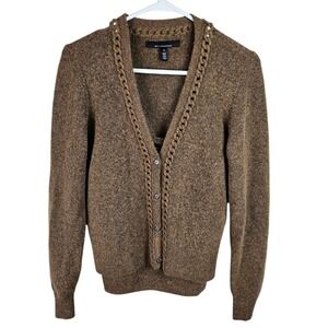 White House Black Market Womens Brown Knit Cardigan Tank Set Size‎ S